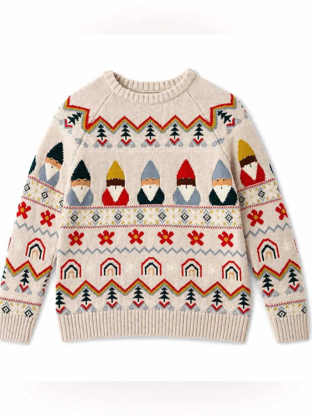 Hanna Andersson Gnome Pattern fair isle  Knit Sweater 130 cm us 8 EUC